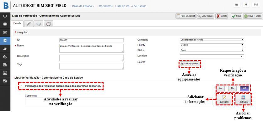 BIM 360 Figura 47 - Edição de uma lista de verificação no BIM 360 Field.