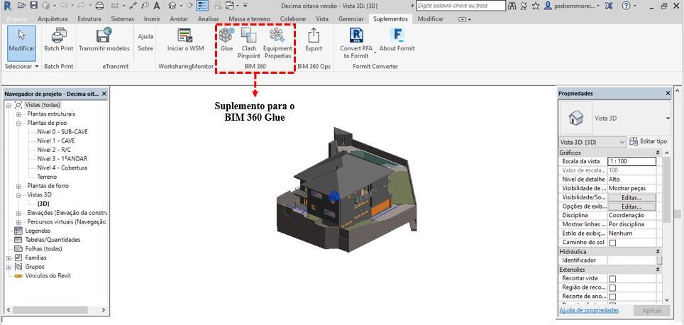 BIM 360 Figura 52 - Suplemento BIM 360 Glue para o software Revit. O primeiro passo para a aplicação do BIM 360 Glue ao caso de estudo desenvolvido é a criação de um novo projeto.