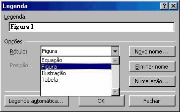 3.13.2. Legendas e Referências cruzadas Quando se coloca uma imagem, tabela, equação, etc.