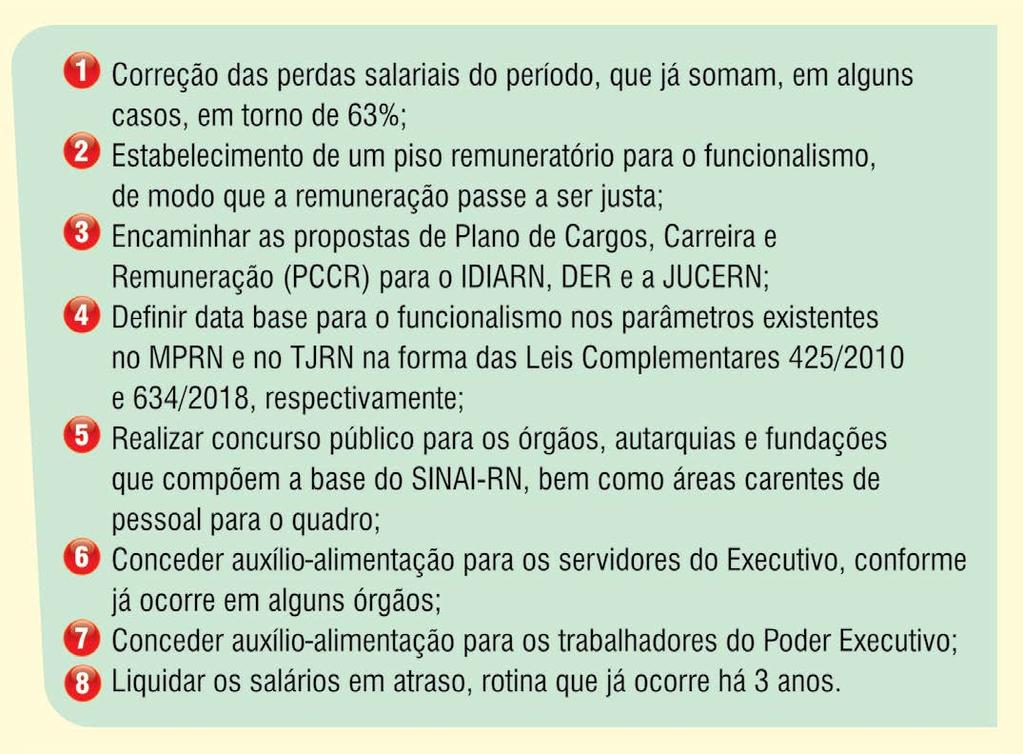 A exemplo de anos anteriores, os trabalhadores querem, entre outras coisas, a realização de novos concursos públicos para suprir a demanda existente no funcionalismo, a fixação de uma data-base para