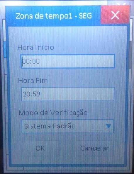 6 - Tela de configuração da zona de tempo no dia.