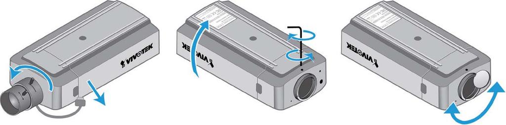 Utilize uma moeda para rodar o aro de montagem tipo CS; ajuste a sintonia da distância entre o sensor e a lente. 5.