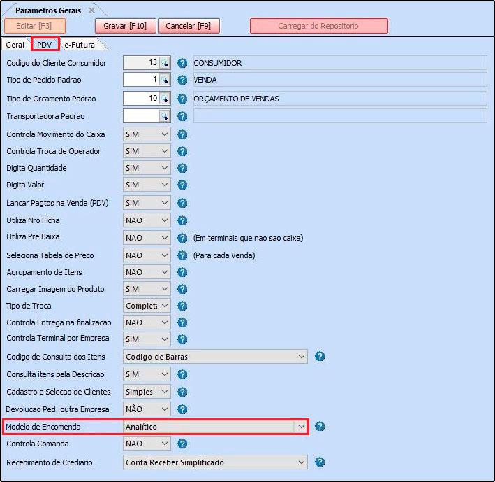 Após configurar a aba PDV, acesse a aba