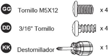 Pressione para segurar os pinos. Utilize 4 parafusos M5x12 para fixar o suporte inferior e a base.