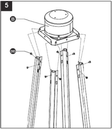 5. Monte o retardante de chama no suporte superior. Fixe o retardante de chama ao suporte superior usando 8 parafusos 3/16.