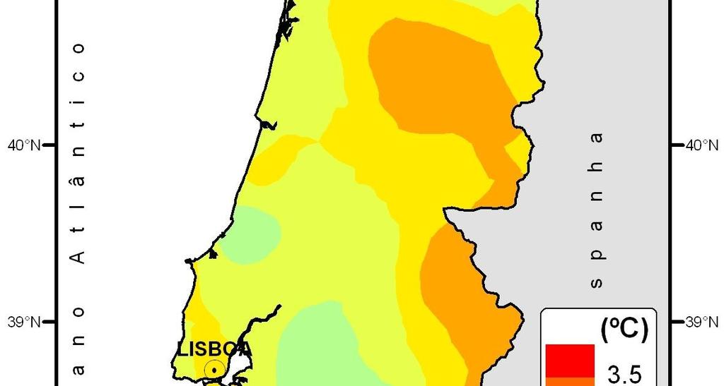 3ºC em Monção; os valores médios mensais da temperatura mínima variaram entre 2.