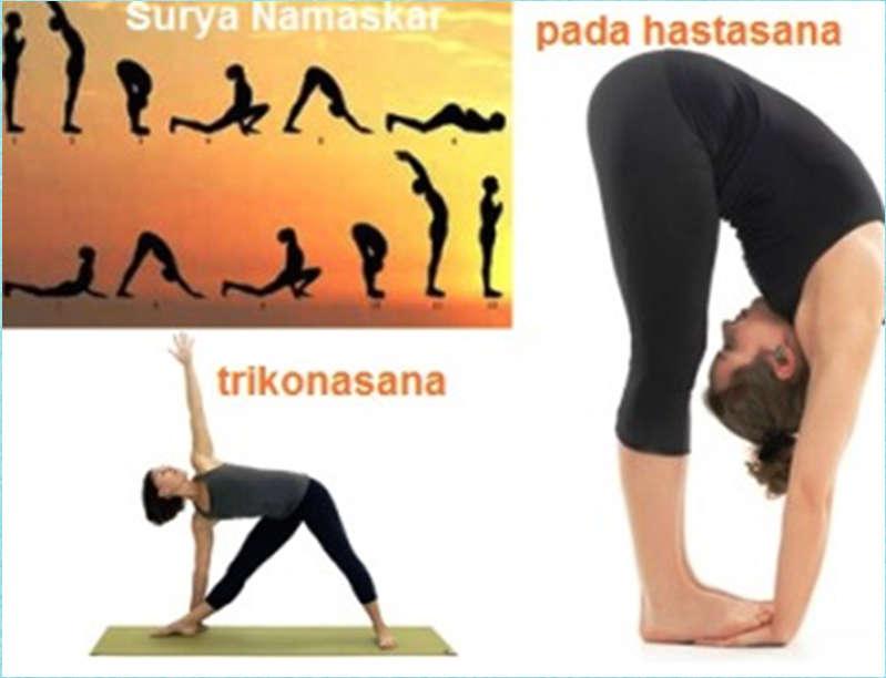 SURYA/TRIKONASANA Estimula o sistema respiratório, sistema muscular, sistema circulatório, sistema digestivo,