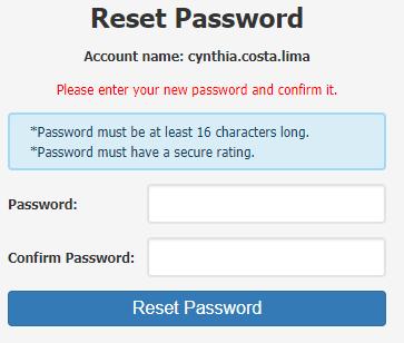 CRIAR SENHA O link redirecionará para a página abaixo, onde você deverá configurar sua senha, digite no campo Password e Confirm Password