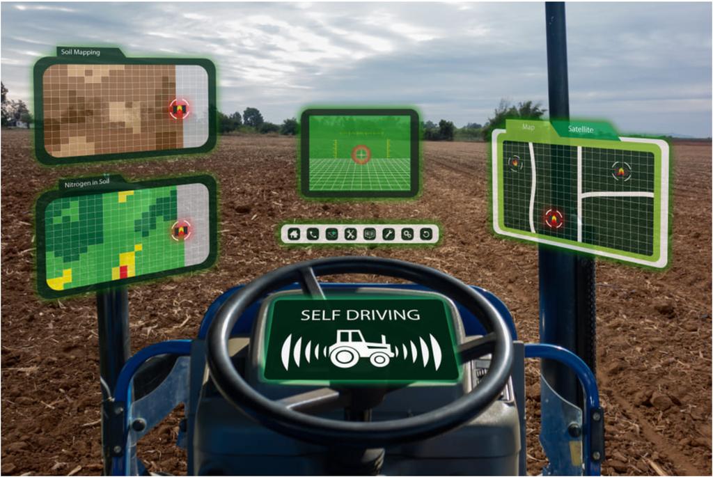 Exemplos de Aplicações Agricultura Smart Farming Agribots: Através de Visão Computacional e mapeamento da área, pode realizar irrigação, plantio e colheita.