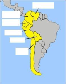Questão 04- Sobre a América Andina: a) Complete os espaços em branco com os respectivos nomes dos países.