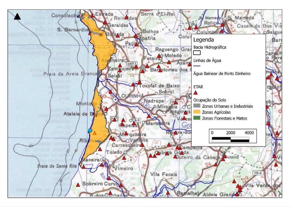 Descrição da Bacia de Drenagem O uso do solo na bacia drenante desta água balnear é principalmente agrícola, com alguns aglomerados urbanos.