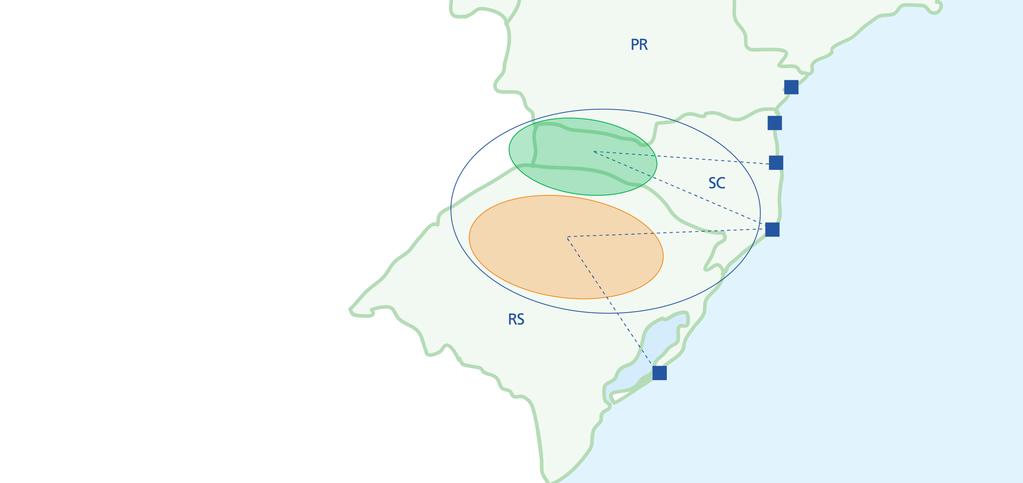 Tecon Imbituba Potencial para aumento de volume TECON VILA DO CONDE Tecon Imbituba e seus terminais concorrentes (Itajaí/Navegantes e Rio Grande) são equidistantes das zonas industriais e dos centros