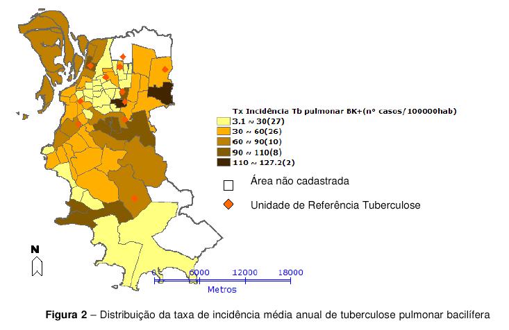 TAXA DE INCIDÊNCIA MÉDIA AUAL DE TB PULMONAR BACILÍFERA Fonte: Acosta, Lisiane