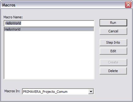 VBA Visual Basic for Applications Projecto VBA Os projectos VBA desempenham dois papéis fundamentais. Primeiro, contêm os itens do projecto. Segundo, armazenam todo o código VBA.