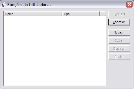 Funções do Utilizador 1. Seleccione a opção Funções do Utilizador no menu Ferramentas do ERP; 2. A janela seguinte apresenta-lhe todas as funções do utilizador disponíveis no sistema. Seleccione Nova.