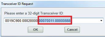 Digite os últimos 16 dígitos do ID do Transceptor na caixa de diálogo. Figura 11. Barra de status da conexão.