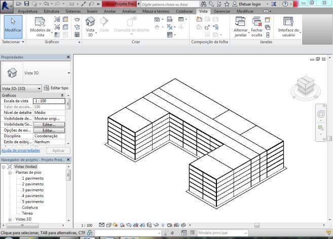 Figura 4.2.7 Projeto da edificação importado no Revit 2014. 5. Resultados e Discussão Como foi explicitado na metodologia, foram feitos quatro experimentos no total da pesquisa.