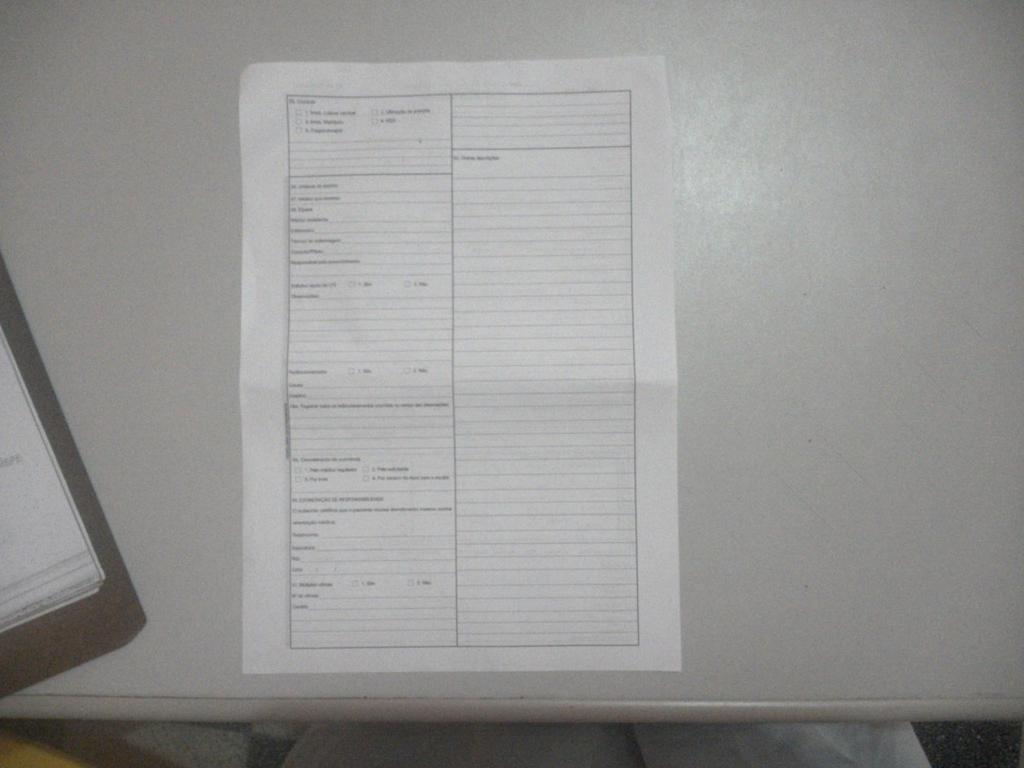 Ficha de atendimento verso SAMU