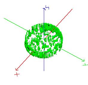 Figura 7. Imagem em dimensões de um corpo de prova selecionando-se as densidades de 0,008 a 0,018 cm -1.