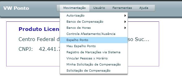 Acesso e impressão do espelho de ponto do servidor 1.