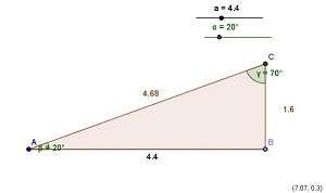 d) Usando a calculadora, encontre a razão entre os segmentos: BC e AC; AB e AC; BC e AB, anotando os resultados.