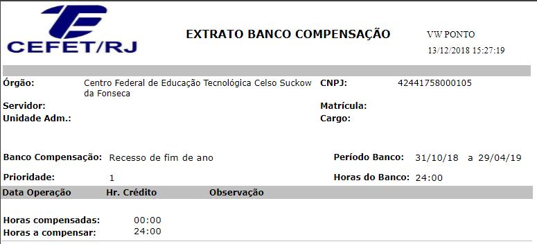 Na página principal do SPE, clique no Menu Movimentação > Banco de Compensação > Extrato Banco de Compensação. 2.