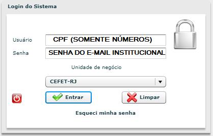 Acesso autenticado ao sistema 1. Ao acessar o endereço eletrônico http://ponto.cefet-rj.br, será exibida a tela para realização de acesso autenticado no sistema.