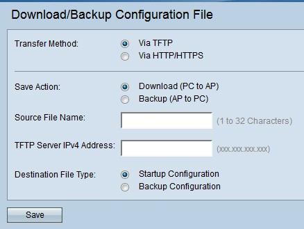 Método de transferência Indica se o arquivo de configuração está controlado através de um servidor TFTP ou através do HTTP/HTTPS.