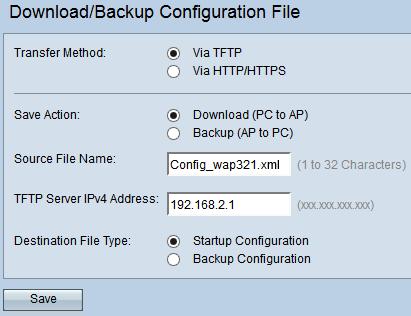 Arquivo de configuração da transferência através do TFTP Siga as etapas dadas abaixo para transferir o arquivo de configuração através do TFTP.