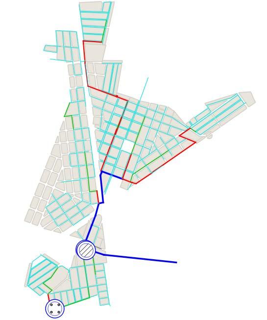 Figura 2 Cadastro GIS incial de Itaguari Figura 2 Cadastro GIS incial de Itaguari Houve também o desenvolvimento de aplicativo para integração entre o EPANET e o QGIS, realizado porém pela equipe