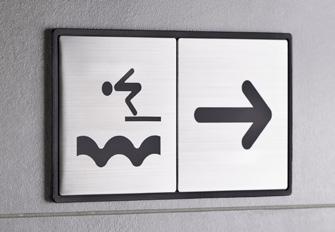 Pictograms with abs support and concealed fixing / Placa simple.