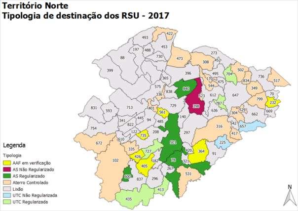 68 4.2.8 Norte O Território de Desenvolvimento Norte é constituído por 86 municípios e apresenta uma população urbana de 1.242.788 habitantes, de acordo com dados do IBGE 2016.