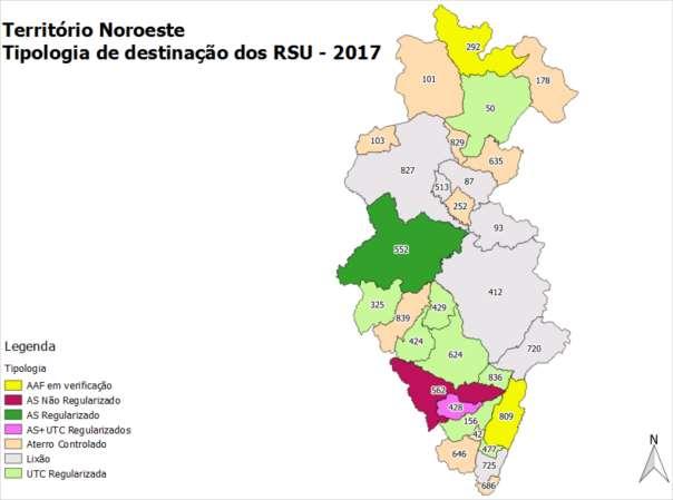 73 4.2.9 Noroeste O Território de Desenvolvimento Noroeste é constituído por 30 municípios e possui uma população urbana de 570.907 habitantes, considerando dados do IBGE 2016.