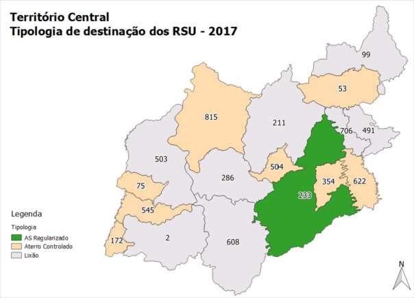 76 4.2.10 Central O Território de Desenvolvimento Central é formado por 17 municípios e possui uma população urbana de 225.568 habitantes, considerando dados do IBGE 2016.