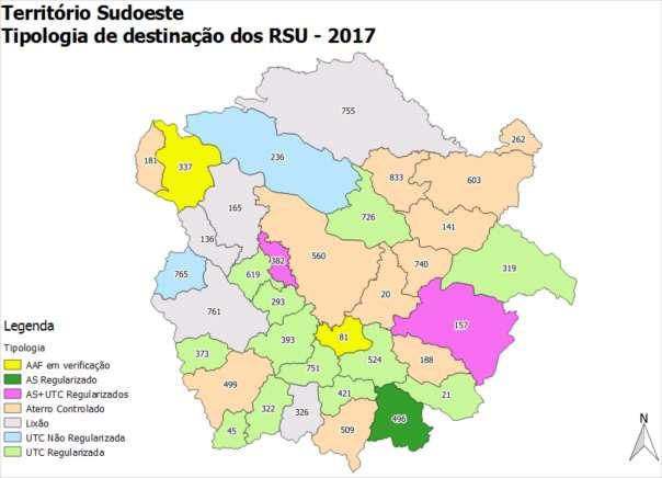 78 4.2.11 Sudoeste O Território de Desenvolvimento Sudoeste é formado por 34 municípios e possui uma população urbana de 512.369 habitantes, considerando dados do IBGE 2016.