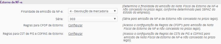 Nota Fiscal de Estorno Ao tentar realizar o cancelamento de uma nota fiscal de venda ou transferência entre filiais, em casos que o prazo de cancelamento estipulado pela SEFAZ tenha expirado, o