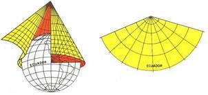 mapa. Neste tipo de projeção as distorções são
