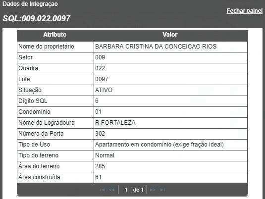 Em consulta no site da Prefeitura de São Paulo pelo número do contribuinte do