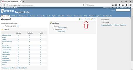 Figura 4 Visão Geral do Projeto Para facilitar a organização, foi criada uma estrutura de projetos por unidade organizacional. Por esse motivo, você apenas criará subprojetos. 3.