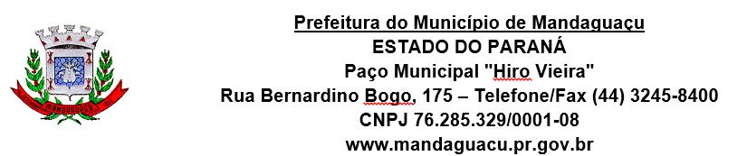 CONCURSO PÚBLICO 001/2019 EDITAL DE CONVOCAÇÃO PROVA PRÁTICA - Nº 019/2019 A PREFEITURA MUNICIPAL DE MANDAGUAÇU, ESTADO DO PARANÁ, torna público aos interessados o Edital de Convocação da Prova