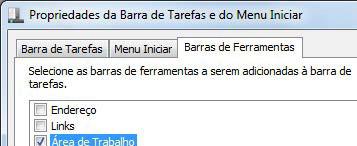 Na guia Barra de Tarefas, temos, entre outros: - Bloquear a barra de tarefas que impede que ela seja posicionada em outros cantos da tela que não seja o inferior, ou seja, impede que seja arrastada