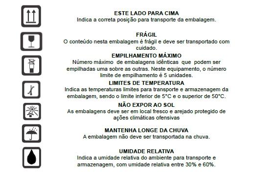 Armazenamento e transporte: O armazenamento das embalagens deve ser em local fresco e arejado protegido de ações climáticas ofensivas (sol, chuvas, ventos e altas temperaturas), com um empilhamento