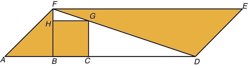 19. Na Figura 7, estão representados o paralelogramo [ADEF], o triângulo [ABF] e o quadrado [BCGH].
