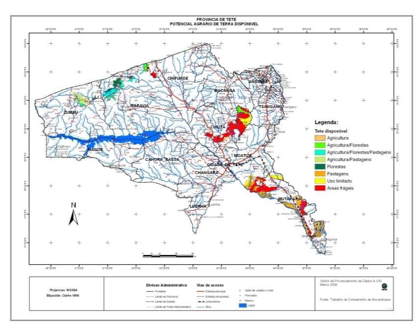 TERRA DISPONÍVEL TETE Distrit o Chifund e Area (ha) 11.210 Chiuta 189.