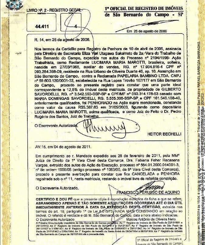 fls. 141 Este documento é cópia do original, assinado digitalmente por CELIA MARIA CHIMIRRI, liberado nos autos em 26/01/2017 às 14:12.