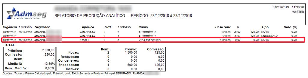 36513 RELATÓRIO DE COMISSÃO / VISÃO REPASSE Foi criada uma opção para ocultar o grupo de