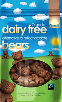 Referência: E885 Corações de chocolate sem açúcar 125g sem glúten Ursinhos de chocolate orgânico comércio justo