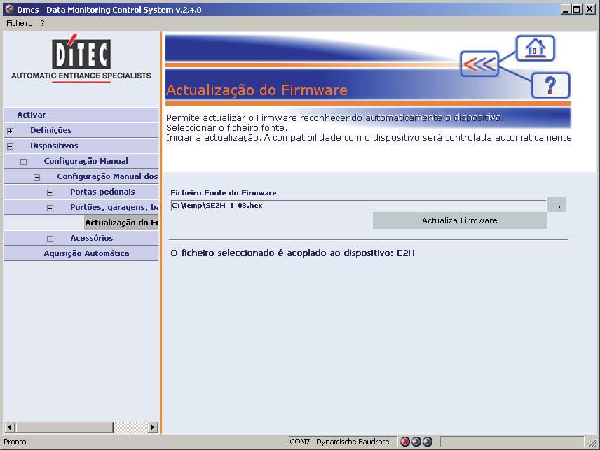 actualizar 2 Caminho do ficheiro de actualização Em quadros electrónicos e acessórios dotados de display, para iniciar correctamente a programação seguir o procedimento: - se presente, retirar a