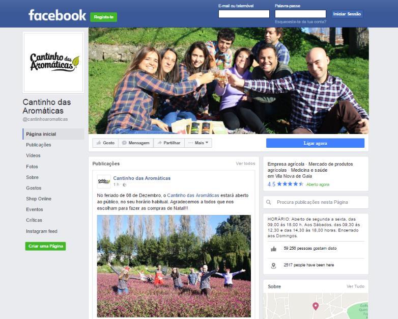 13 ii. Página do Facebook O Facebook é das redes sociais com maior sucesso e conta com mais de um bilião de usuários em todo o mundo (Porto 2016).