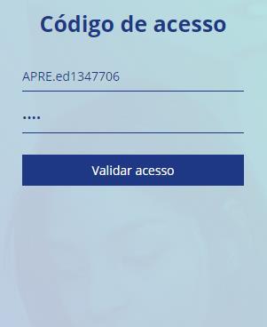 2. Introduzir o utilizador e o código remetido, nos